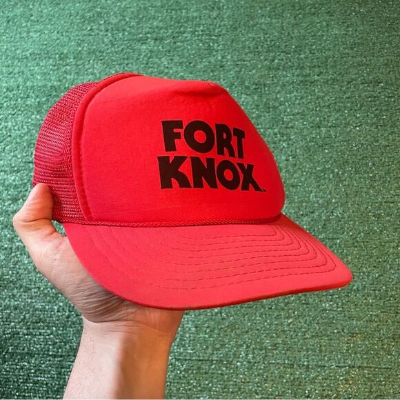 Vintage Fort Knox 90s Red Trucker Hat Rope Snapback - Picture 1 of 6